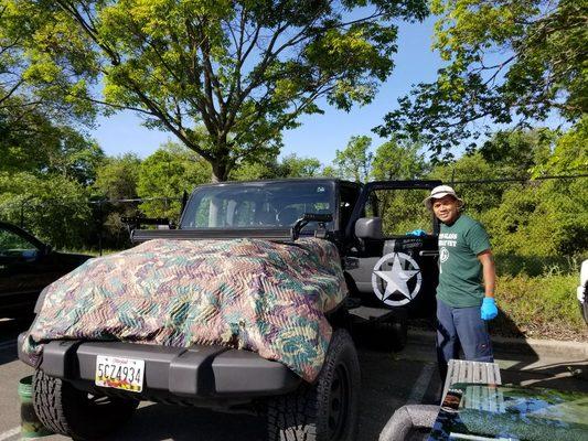 New Windshield replacement on this cool jeep.