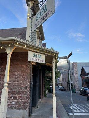 Restaurant sign from the street view