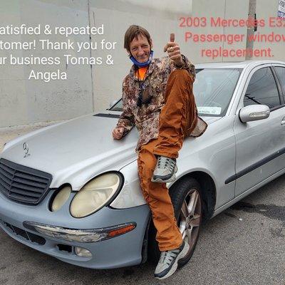 2003 Mercedes Benz E320 passenger window replacement, satisfied & Returning customers, thank you for your business Angela & Tomas.