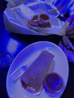 Chile verde burrito/ jalapeno tamale