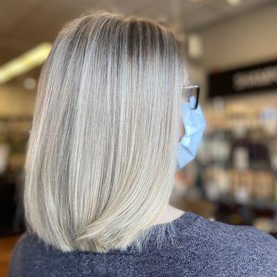 Healthy shiny platinum blonde