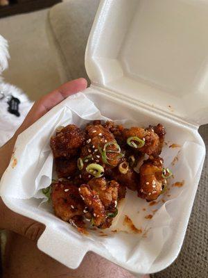 Spicy KFC (Korean BBQ Chicken) Really good but such a tiny portion for boneless wings. Expected a lot more honestly.