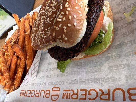 The falafel burgers and sweet potato fries at BurgerIM are tasty!