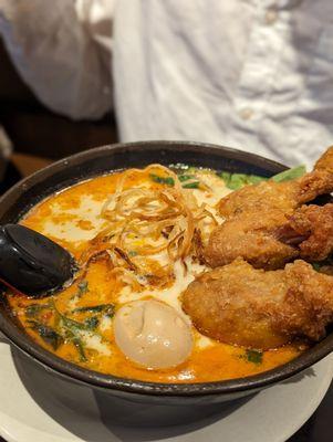 Spicy tan tan ramen with KFC fried chicken