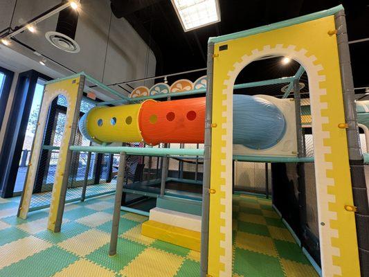 Play ground area above a trampoline.