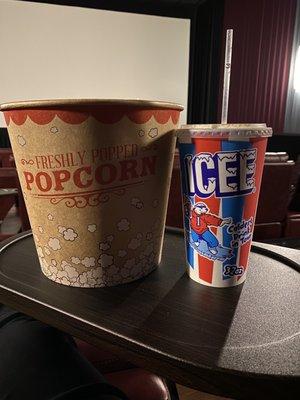 Popcorn and a drink $15