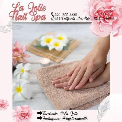 LA JOLIE NAIL SPA
Location - 364 California Ave, Palo Alto, CA 94306.
  Phone - 650 322 8882