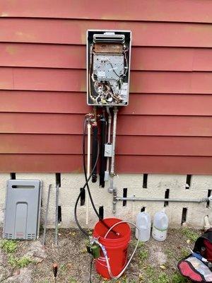 Yearly tankless water heater service.