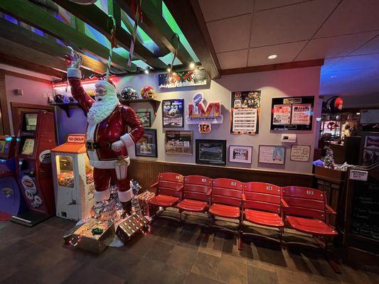 Front entry, seats from Riverfront Stadium, Crowley Field, and lots of Cincinnati memorabilia