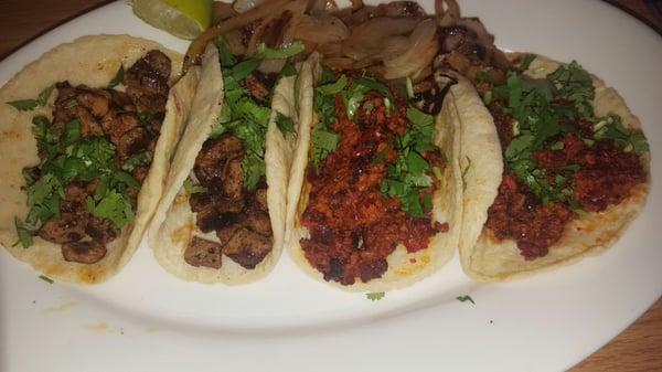 Asada and chorizo tacos