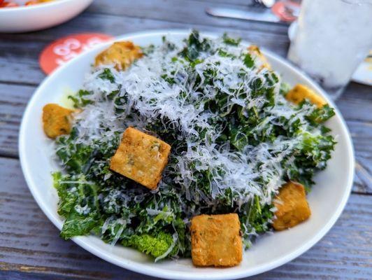 HG Kale Caesar - kale, warm garlic-chickpea croutons, pecorino romano, & HG caesar dressing