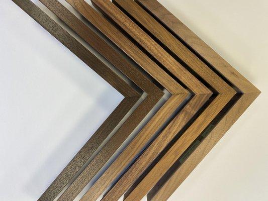 Contemporary flat profiles in a variety of wood and custom finished to order