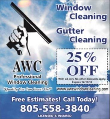 Window Cleaning, Gutter Cleaning, Pressure Washing discounts.