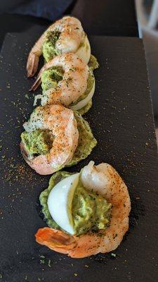 Avocado deviled eggs with Shrimp