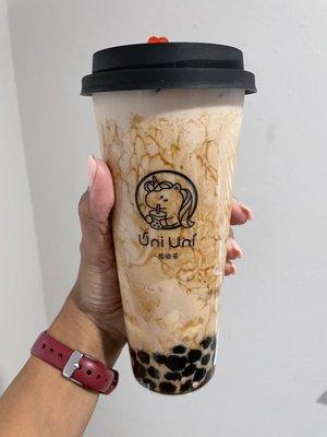 Uni Signature Milk Tea with boba and milk mochi