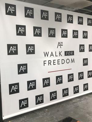 Display for A21 Walk for Freedom done by METRO's Large Format Department