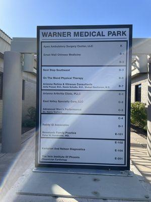 Current Warner Rd(Chandler location) business park directory.