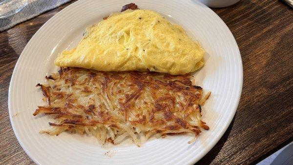 Farmer's Omelette and Hashbrowned Potatoes