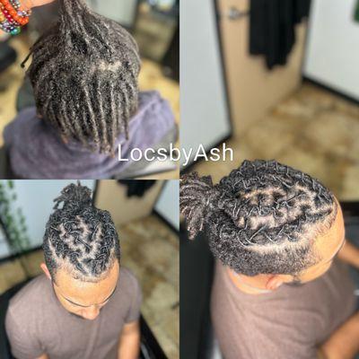 Basic men loc styling. Wash is included in loc retwist unc services