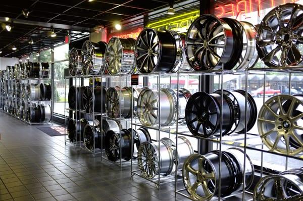 Large in-stock inventory of custom wheels and tires for all cars, trucks and SUV's