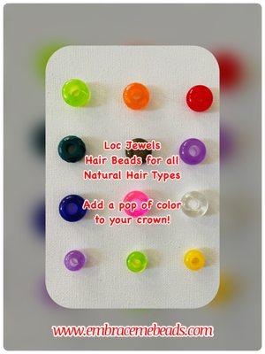 Loc Jewels...Add a pop of color to your locs, braids, twist, etc.