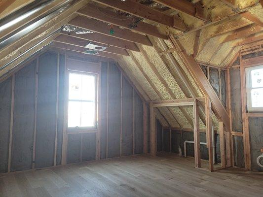 Perfect spray foam did in an upstairs part of a two-story house.