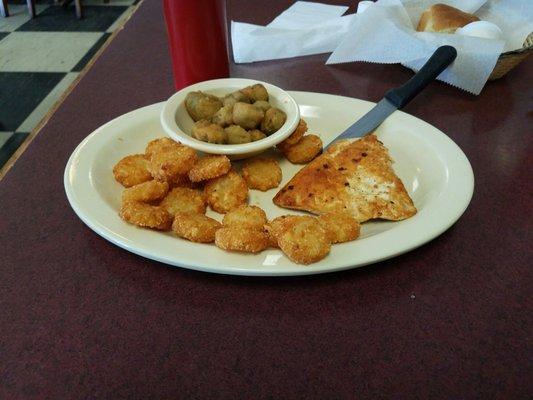 Grilled Chicken Brescia with Tater Tots and Okra