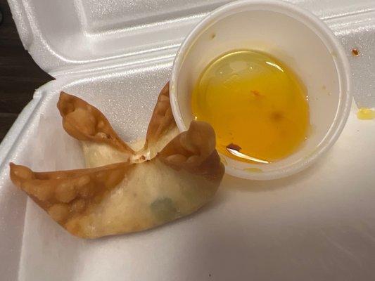 A3. Crab Rangoon (I already ate most of them before the photo haha)