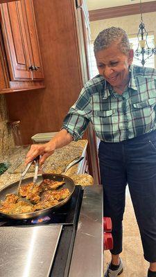 Memory Care Client who enjoys learning to cook