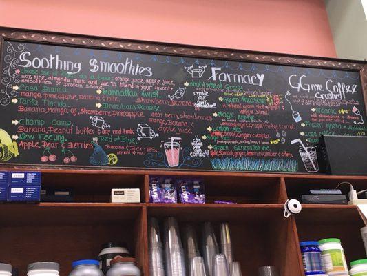 Smoothie menu