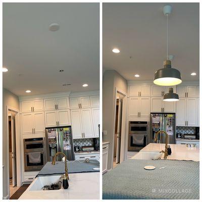 Before and after pendant lights installation