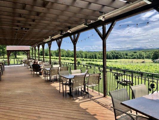 The outdoor deck area