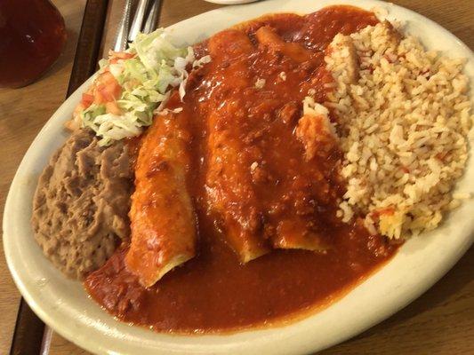 Chicken enchiladas plate