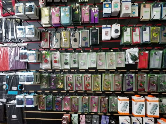 Phone and tablet cases and holders/stands, phone holders for car, bike, or motorcycle, screen protectors, chargers