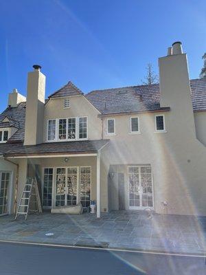 New shake roof with copper gutters and downspouts