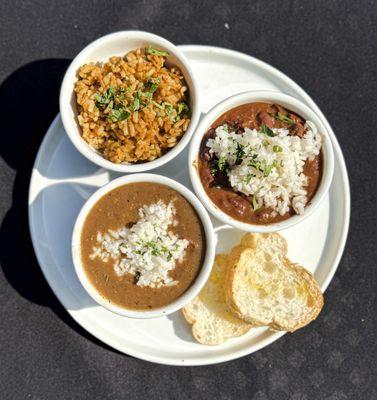 CAJUN SAMPLER
BOWL OF GUMBO
BOWL OF RED BEANS AND RICE
BOWL OF JAMBALAYA