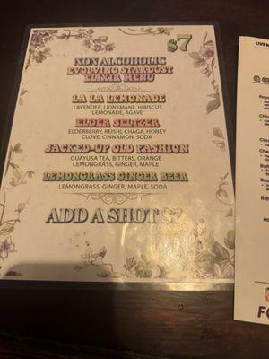 Drink menu