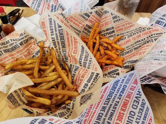 Regular fries and sweet potato fries