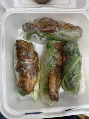 Chicken spring rolls (cilantro added)