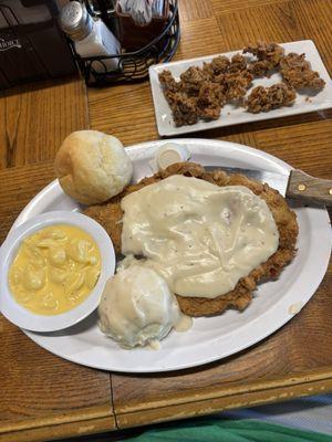 Chicken fried chicken and chicken livers