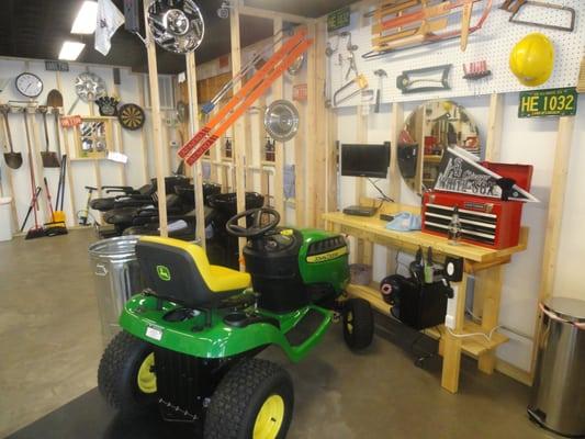 Boys get their haircut on a real John Deere tractor!