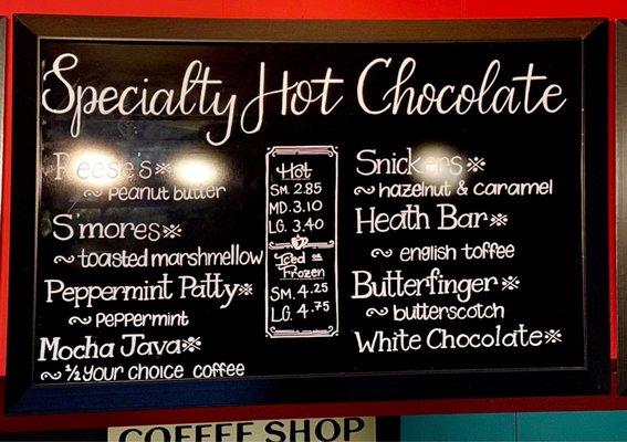 Menu - specialty hot chocolate - oct 2021