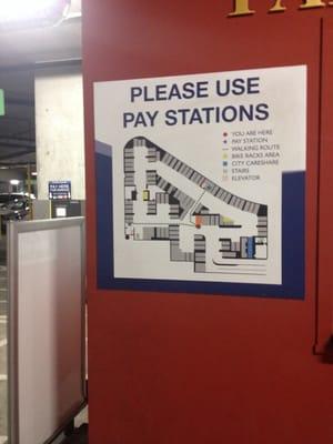 The pay station is not really by the elevator..