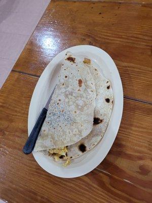 Egg and potato taco. Big! FLOUR TORTILLA