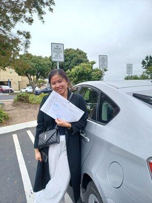 Passed on her first try!