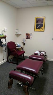 1 of our 6 treatment rooms. This table is a specifically for herniated discs in lower back region.