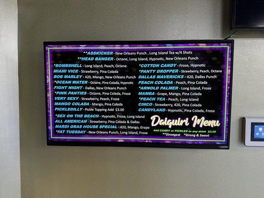 Daiquiri menu/drink menu