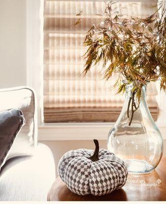 Fall into Fall with Woven Wood Shades. These shades bring warmth in any room. Made from reeds, grasses, wood and wood alternatives.