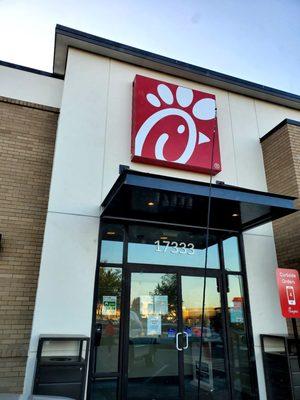 Came to Chick-fil-A but drive thru was long lines. So I parked front of the store and got into the store. Less inside the people.