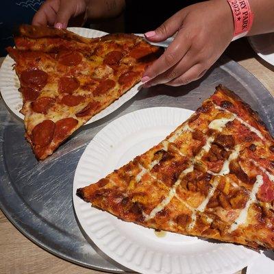 Pepperoni and Buffalo Chicken Slices